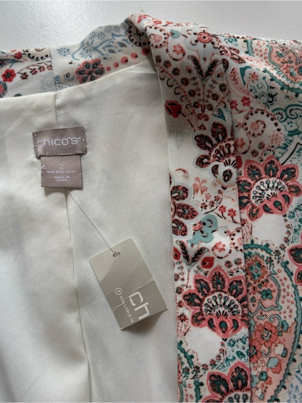 Chico’s Moroccan Elegance blazer Large Paisley coastal grandma NWT - Picture 11 of 13